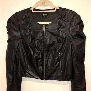 Bebe Cropped Leather Jacket